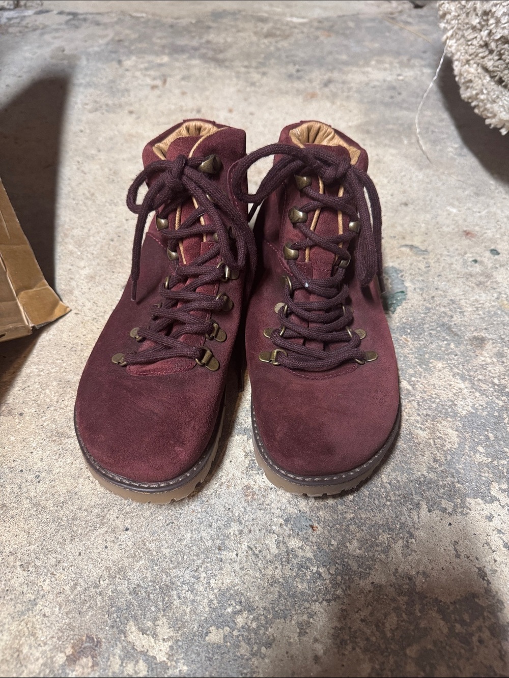 Birkenstock Burgundy Suede Lace-Up Ankle Boots